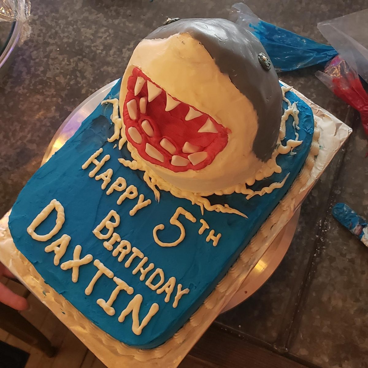 Custom shark birthday cake