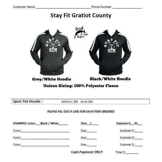 Stay Fit Gratiot County hoodie order form